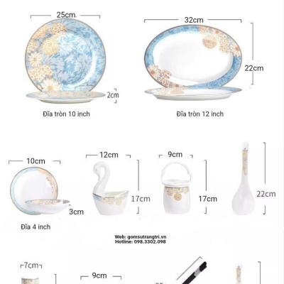BỘ BÁT ĐŨA SỨ XƯƠNG CAO CẤP - HOA CÚC